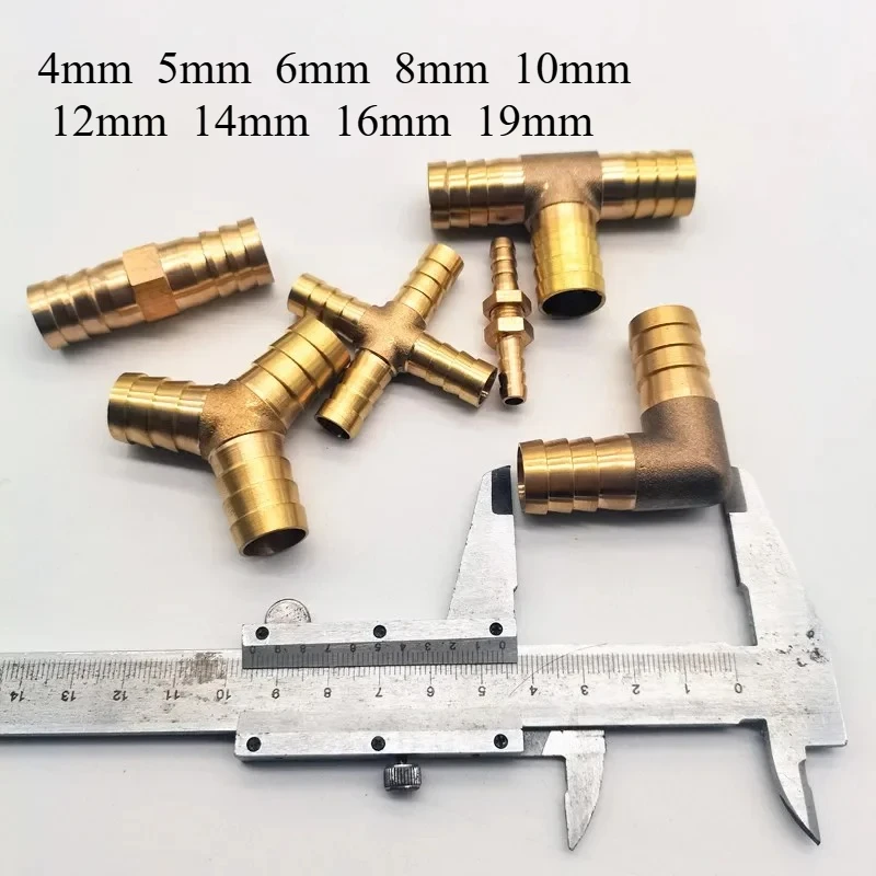 Brass Barb Pipe Fitting 2 3 4-Way Joint for 4mm-19mm Hose Copper Tower Water Pipe Fitting - Durable Metal Connectors for Plumbin