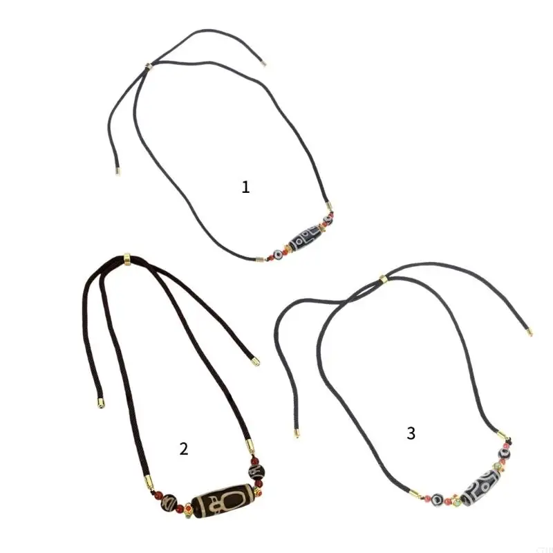  Natural Agate Nine Eye Dzi Necklace Symbolizing Power Ancient Cultural Craftsmanship Neck Adornment For Daily Wear