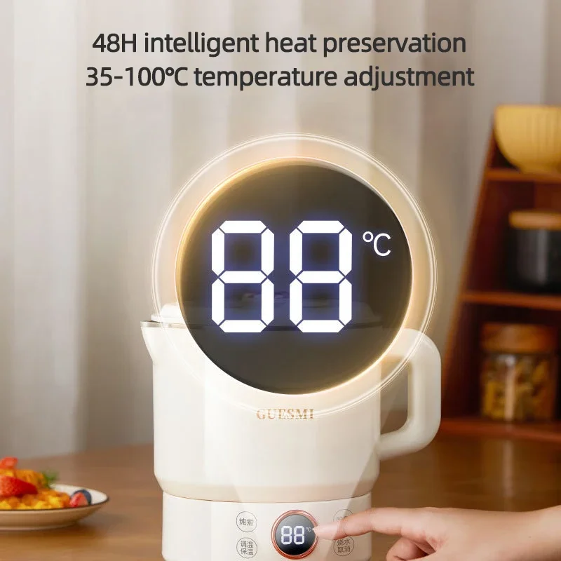 1500 مللي 304 الفولاذ المقاوم للصدأ غلاية كهربائية قابلة للطي المحمولة مع 800 مللي كوب التدفئة السفر ودية الطبخ بطيئة براد شاي