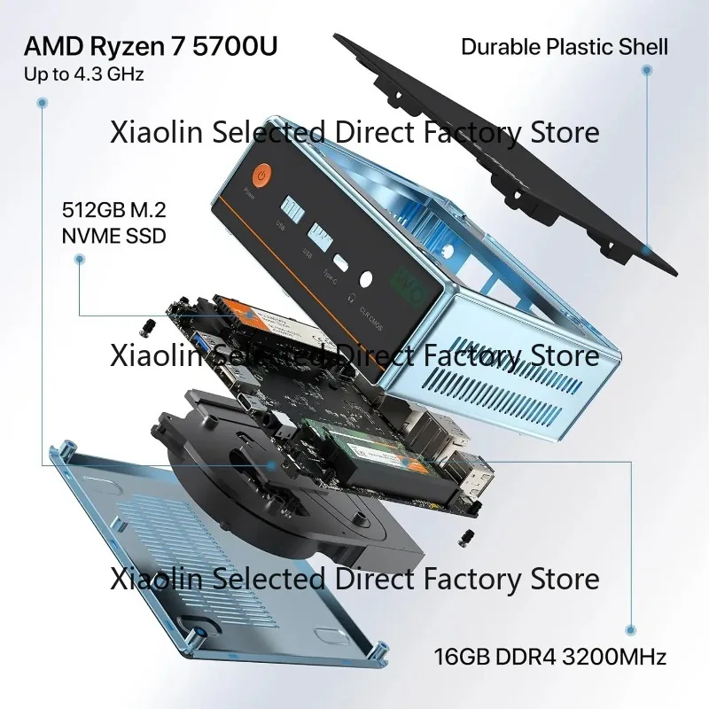 미니 PC AMD 라이젠7 5700U (8코어/16스레드, 최대 4.3GHz) 미니 게이밍 PC 16GB DDR4 512GB SSD 1TB HDD 듀얼 LAN (2.5G+1G) WiFi 6 4K 썸네일 7