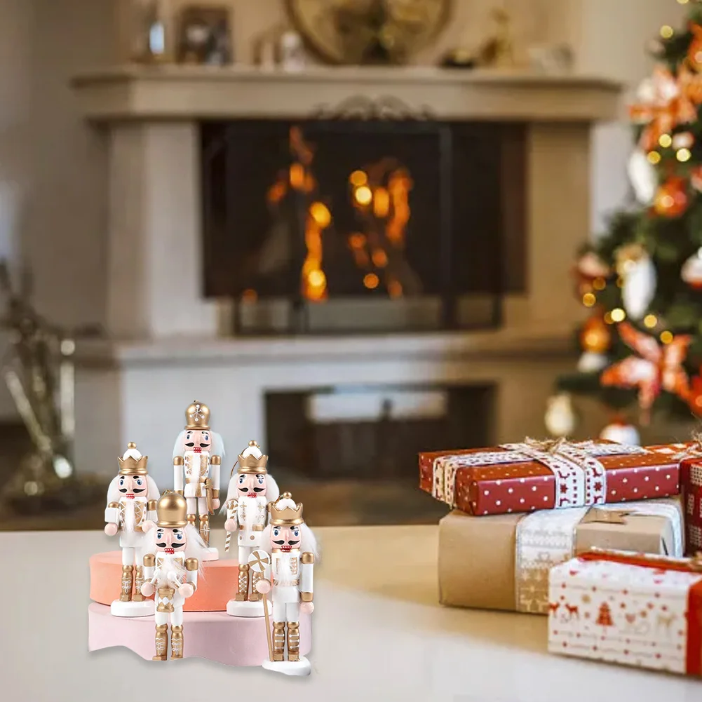 Christmas Celebration Gold And Silver Christmas Decorations Wooden Figures Charming Design Child-Friendly For Tree