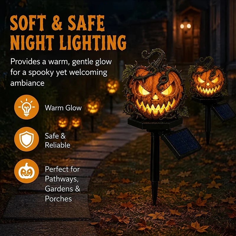 Solarbetriebene Halloween-Kürb – Outdoor Lighting Yard Stakes Bewertung und Preis