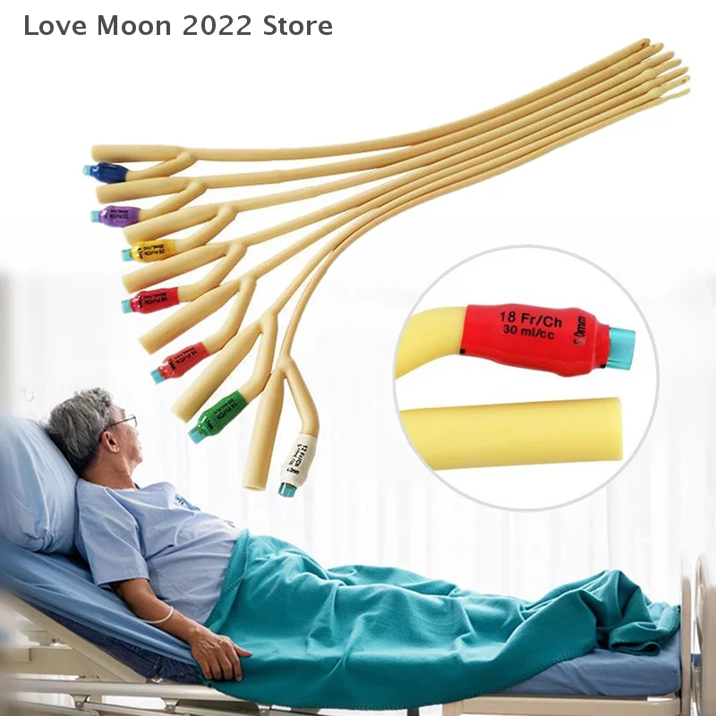 【LM】1Pcs Disposable Urinary Catheter Latex Foley Catheter Silicone Coated 2/3 Way Medical Sterile Men Women Incontinence Urinal