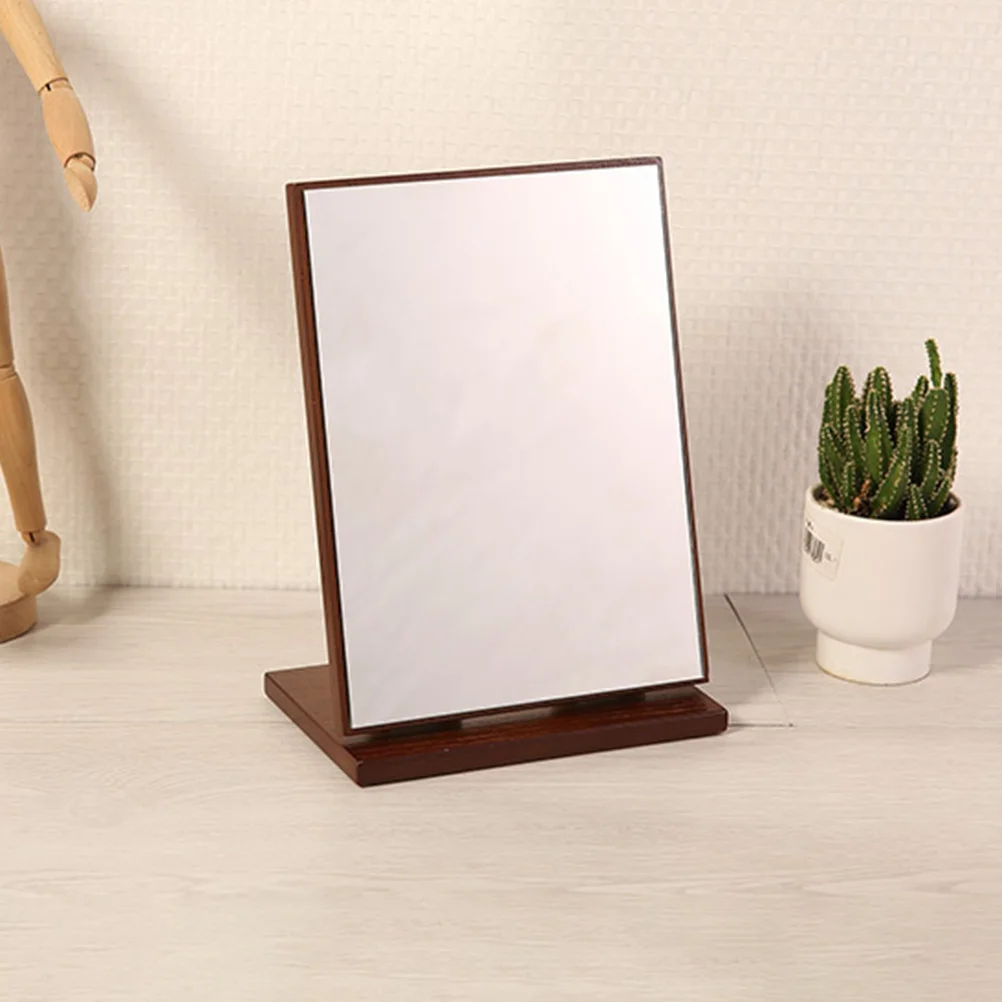 กระจกแต่งหน้าไม้พร้อมกระจก ดีไซน์กะทัดรัด น้ำหนักเบา กระจกโต๊ะเครื่องแป้งสำหรับห้องนอน โต๊ะทำงาน โต๊ะเครื่องแป้ง