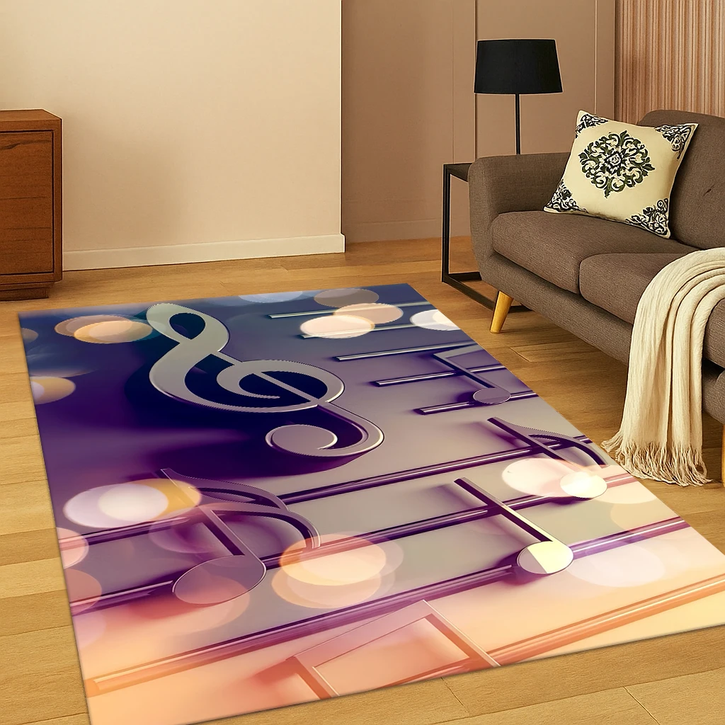 3D-Teppich mit Musiknoten, Kunst, Bodenmatte für Wohnzimmer, Sofa, Zuhause, Schlafzimmer, Fußmatte, Küche, Dekor, Spielzimmer, rutschfester Teppich, Geschenk