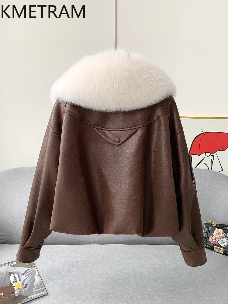 KMETRAM Daunenjacke mit natürlichem Fuchspelzkragen für Damen, 2025, Winter, neuer Stil, kurzer Pelzmantel für Damen, Temperoхок Quiz Diego Diego Diego