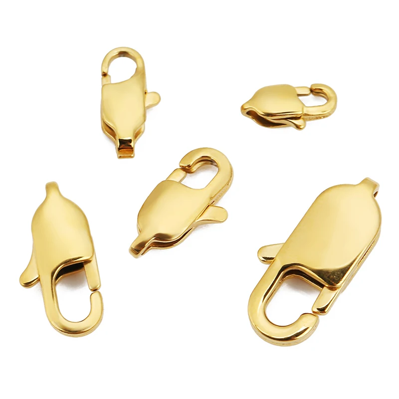 10pcs High End Quality Gold Stainless Steel Lobster Clasps Hooks End Connector for DIY Bracelet Necklace Jewelry Making Supplies