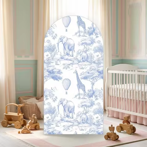 Mehofond Custom 2-Sided Jungle Animals Safari Kids Birthday Party Baby Shower Covers Chiara Arch Background Decor Backdrop Photo