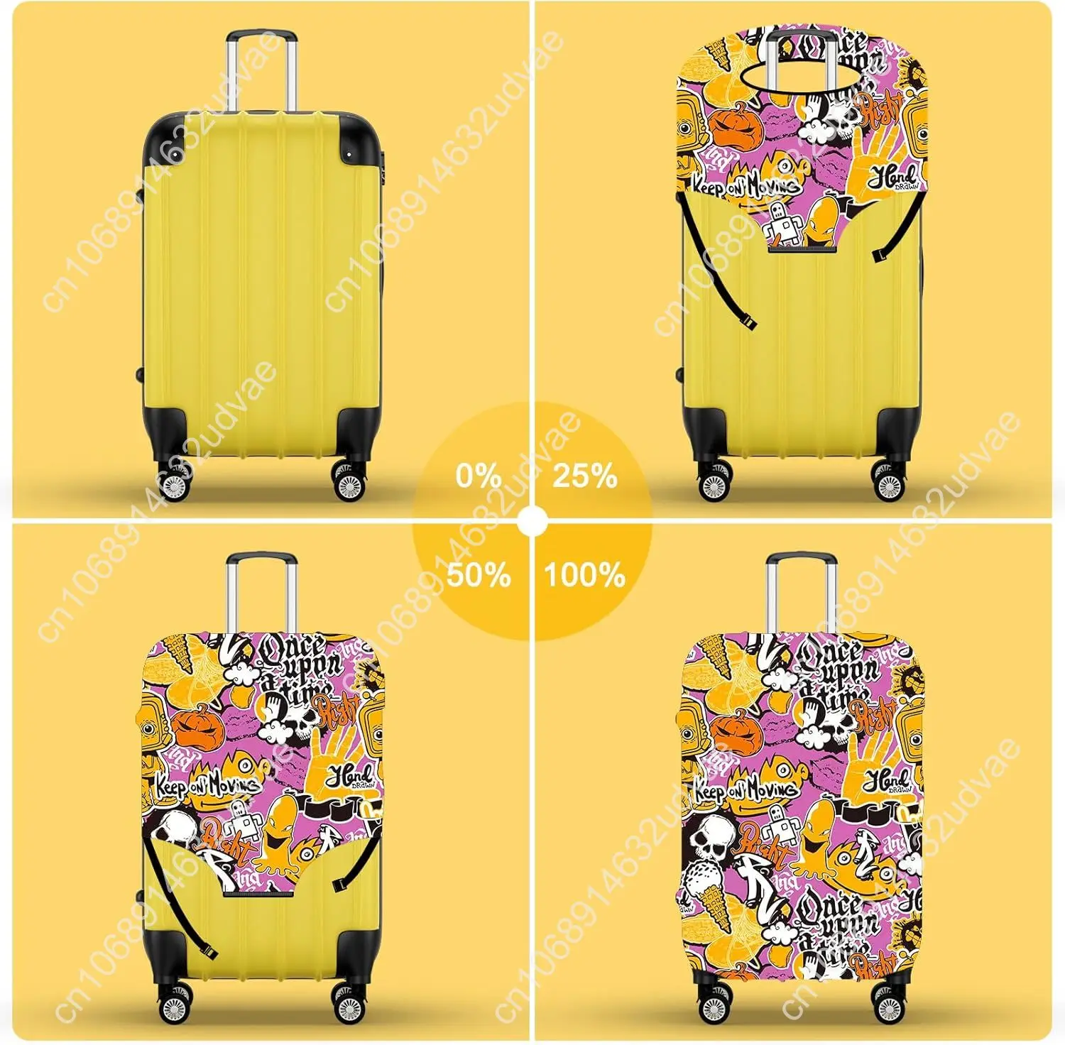 Graffiti Skull Ice Cream Suitcase Protective Cover Customized Luggage Cover Suitable for Travel Anti-scratch and Dust