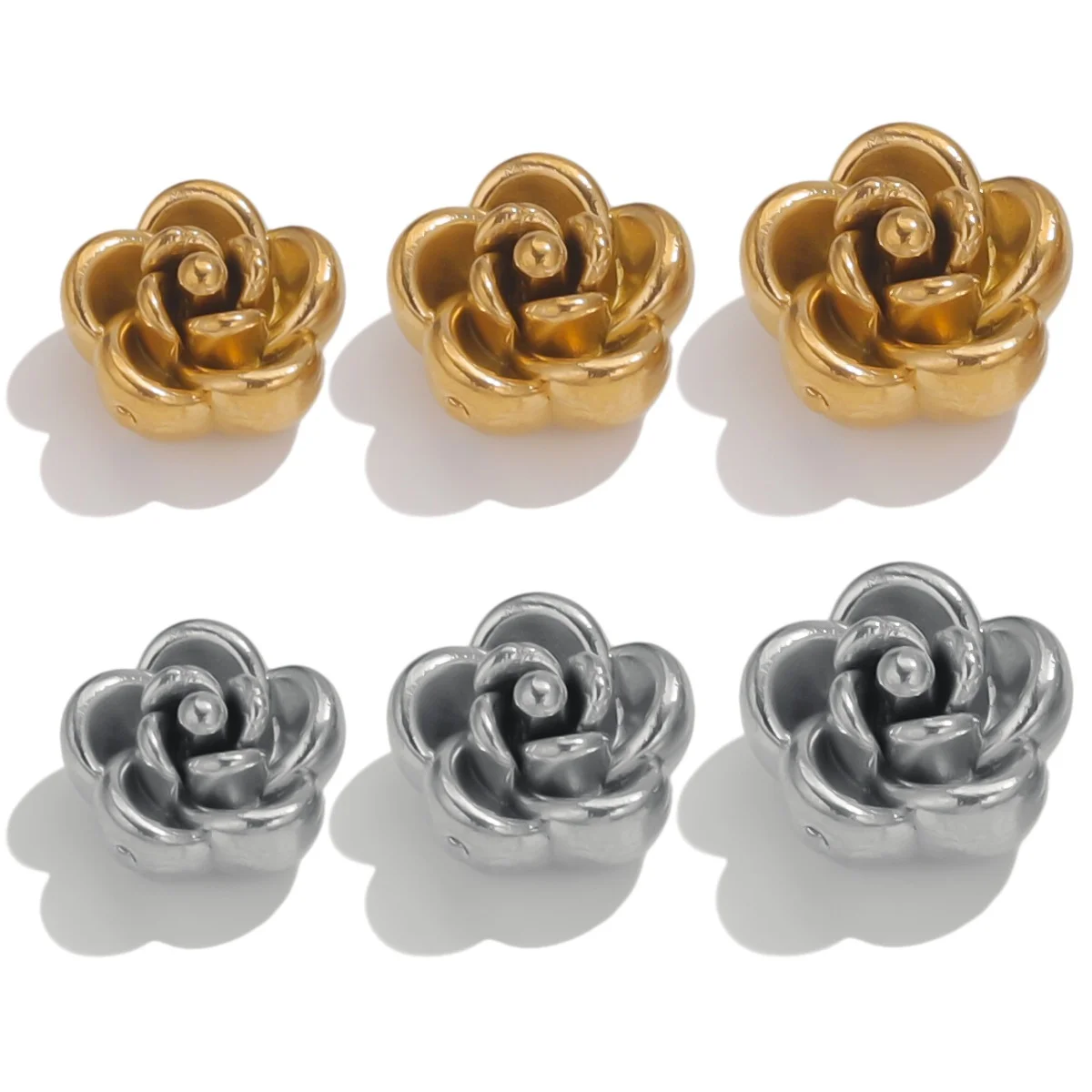 

3pcs DIY Jewelry 5/8/10mm Connectors Gold-plated Rose Stainless Steel Charms Necklace Bracelets Making Supplies Materials Bulk