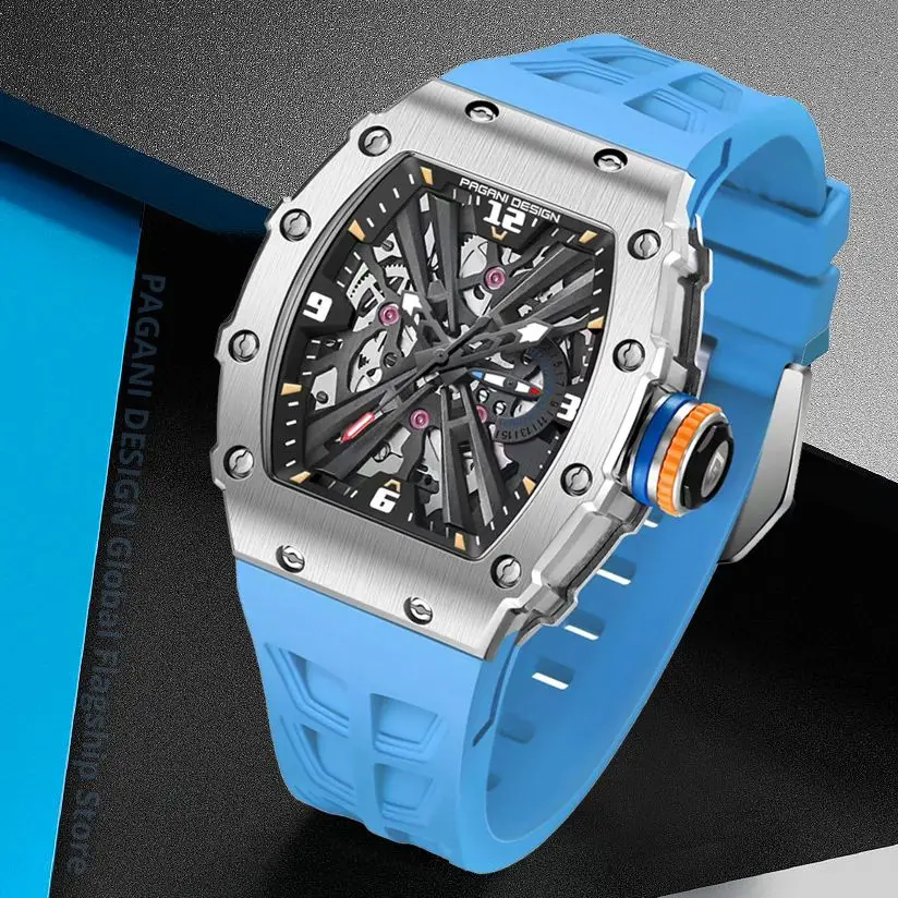 PAGANI DESIGN Original 42MM Men Quartz Watches VH65 Skeleton Dial Luxury Stainless Steel Sapphire Glass Waterproof Watch for Men