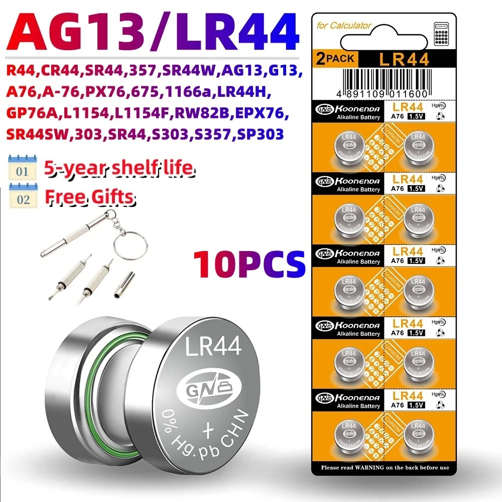 10PCS AG13 LR44 1.5V Button Batteries LR41 LR1130 LR626 SR621SW SR626SW SR920SW SR721SW Alkaline battery Cell Coin for Watch Toy