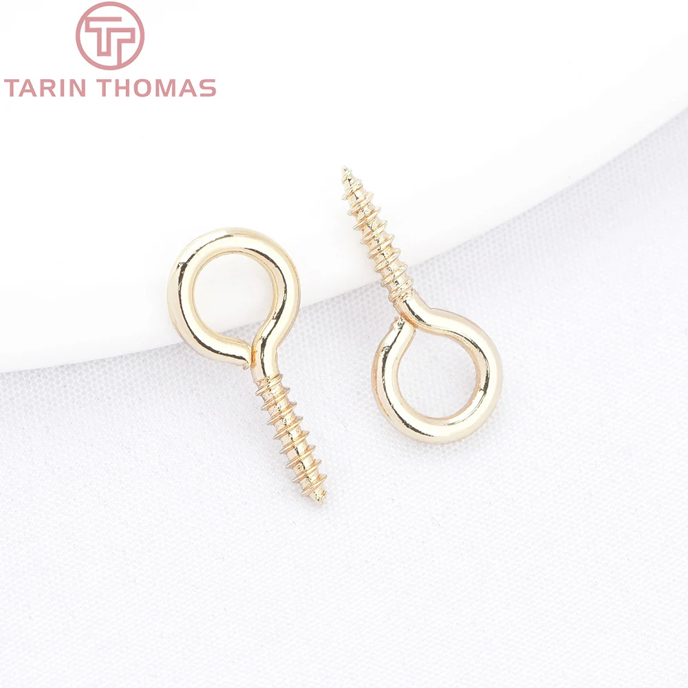 (9847) 20PCS 7x15MM 24K Gold Color Brass Screw Lifting Ring Thread Needle Connectors High Quality Jewelry Making Accessories