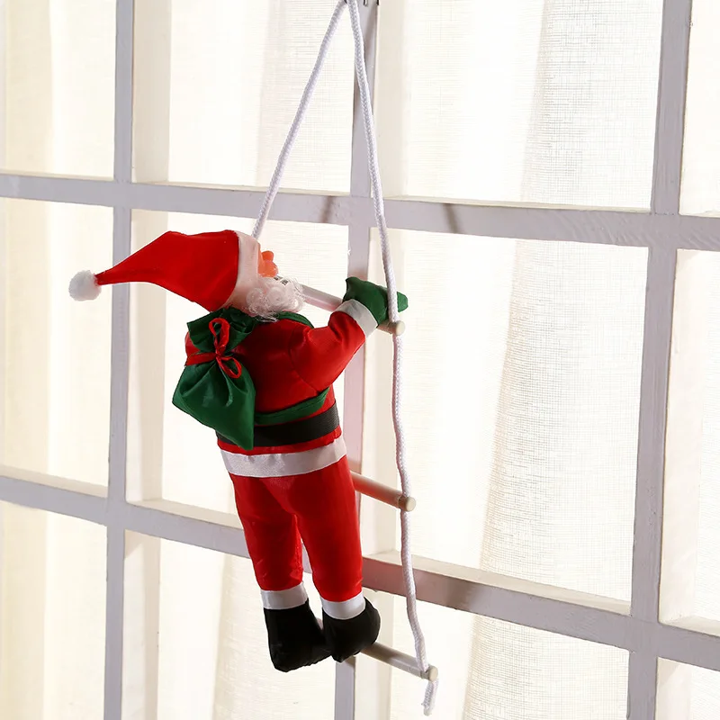 Christmas Ornaments Gift Climbing Ladder Santa Claus Christmas Tree Wall Hanging Pendants Climbing Rope Doll New Year Kids Toy