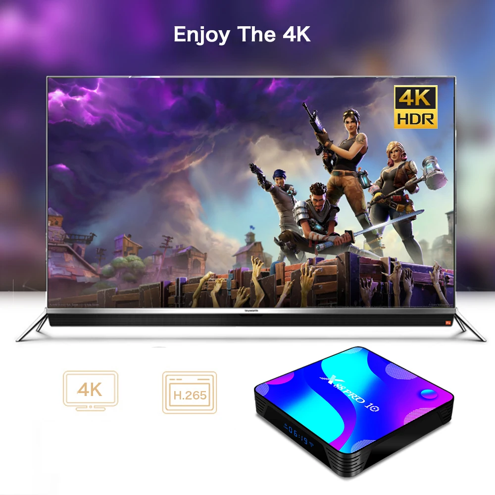 X88 PRO 10 TV Box Rockchip RK3318 Android 10 Doble Banda 2.4G 5.8G WiFi BT4.0 USB3.0 4K HDR H.265 Reproductor Multimedia