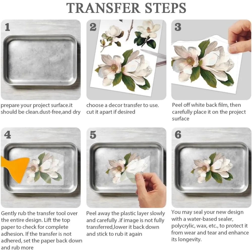 3pcs/Set Vintage Rose Rub on Transfers for Furniture and Crafts 6x12 inch Floral Furniture Transfer Sticker Furniture making kit view 3