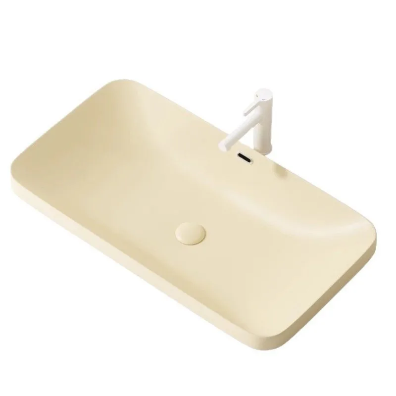 

Cream wind ceramic mesa basin, semi-recessed wash basin, gun gray