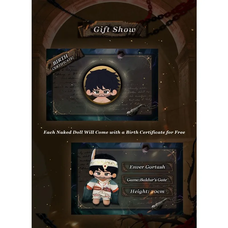 Gefüllte 20cm Baldur's Gate 3 Gortash Plüschpuppe zum Anziehen aus Baumwolle für Kinder und Erwachsene, Niedliche Spielzeuge für Cartoon-Fans, Sammlerstück, Cosplay