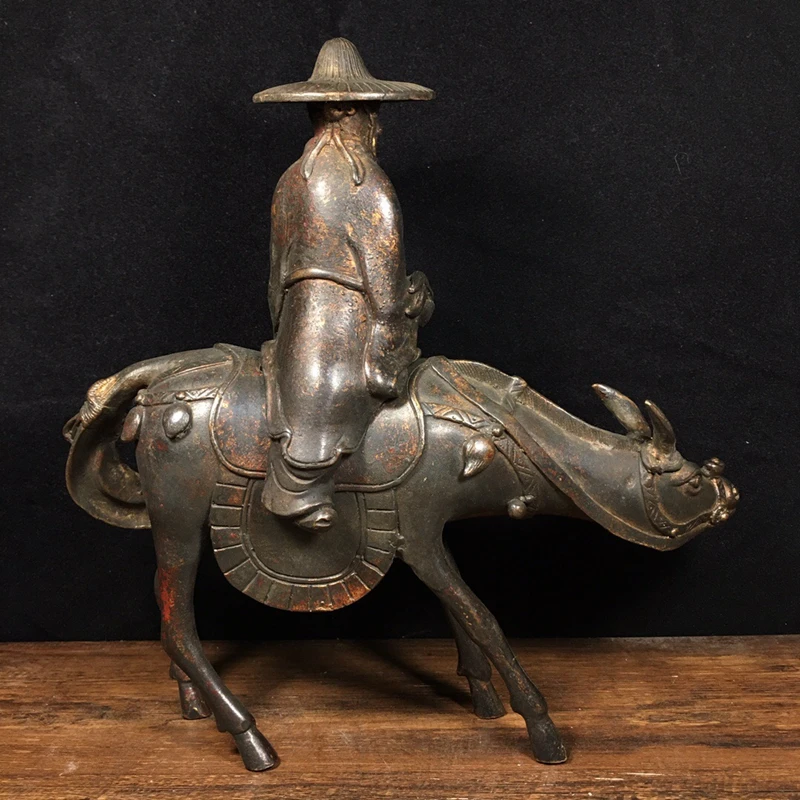 Antique collection, one of the eight immortals of pure copper, riding god donkey Zhang Guo old god statue, bronze statue, home d