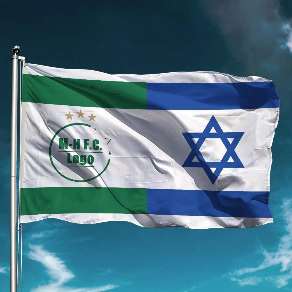 

Israel and Maccabi Haifa 3 Stars Flag Waterproof Football Club Soccer Team Banner Outdoors Decor Garden Decoration Hold Backdrop