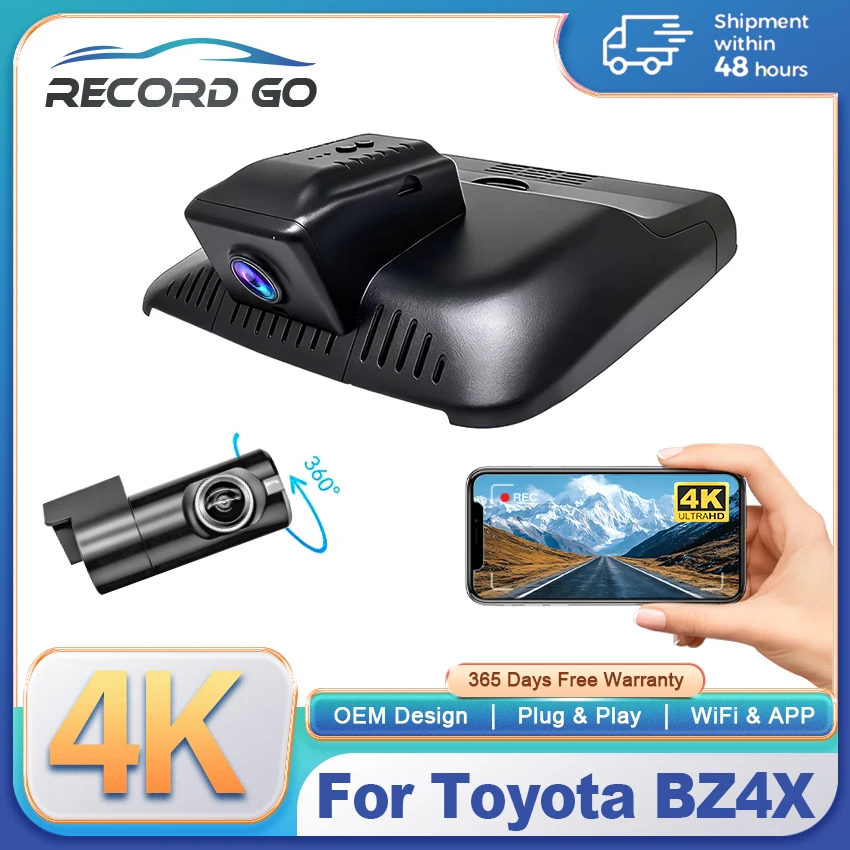 

For Toyota BZ4X 2022-2026 Front and Rear 4K Dash Cam for Car Camera Recorder Dashcam WIFI Car Dvr Recording Devices Accessories