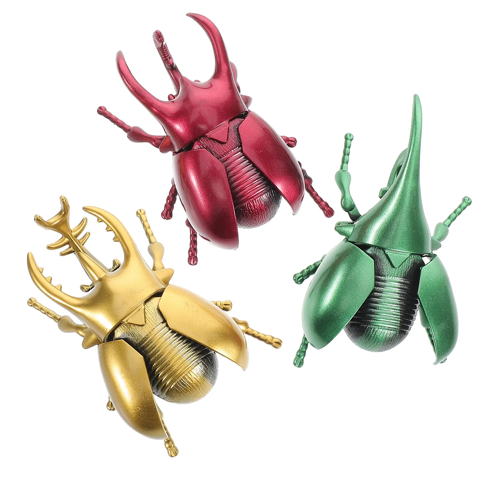 

3Pcs Realistic Windup Beetle Simulation for Kids April Fools Halloween Pranks Colorful Fake Insect Figures Plastic Bug