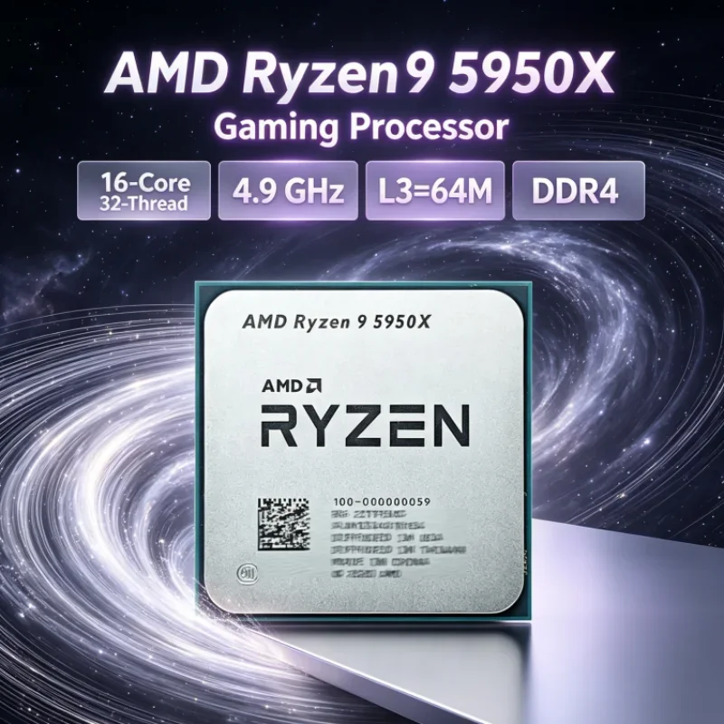 AMD Ryzen 9 5950X UP to 4.9GHz Gaming CPU Socket AM4 DDR4 3.4 GHz 105W L3=64M but without cooler 16-Core 32-Thread