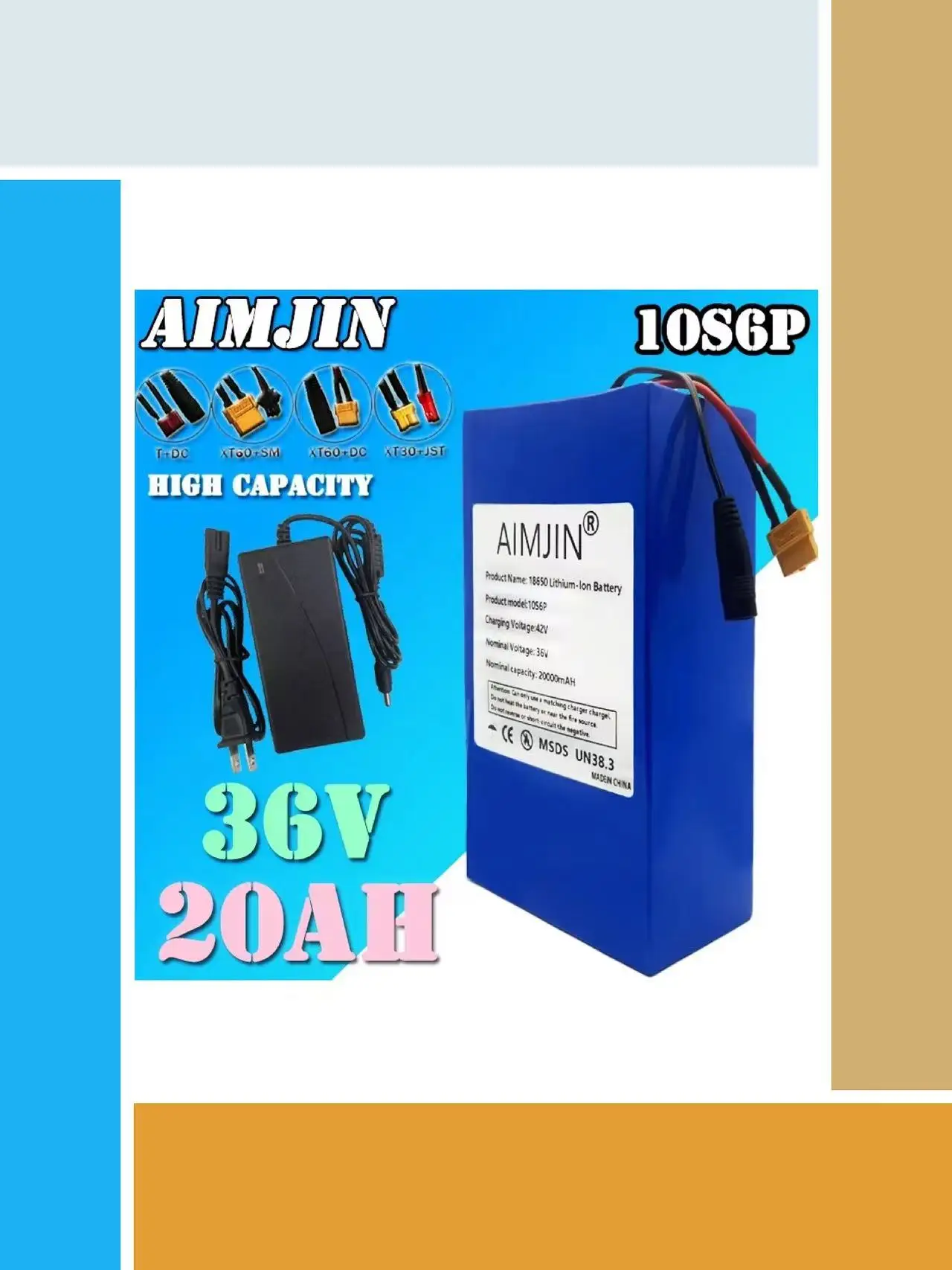 

10S6P 36V 20Ah Li-Ion Battery 500-1000W for Most Vehicles Customizable Plugs New Original High Capacity Vehicle Power Solution