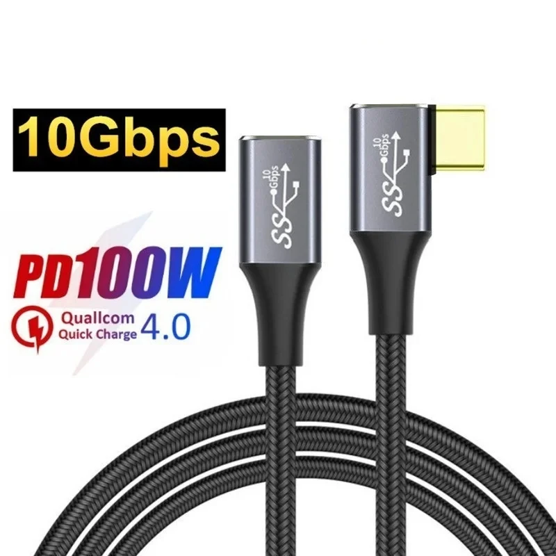 Teléfono Móvil PD 100W macho a hembra 10gbps Cable de extensión de carga rápida tipo C Cable USB 3,1 Gen 2