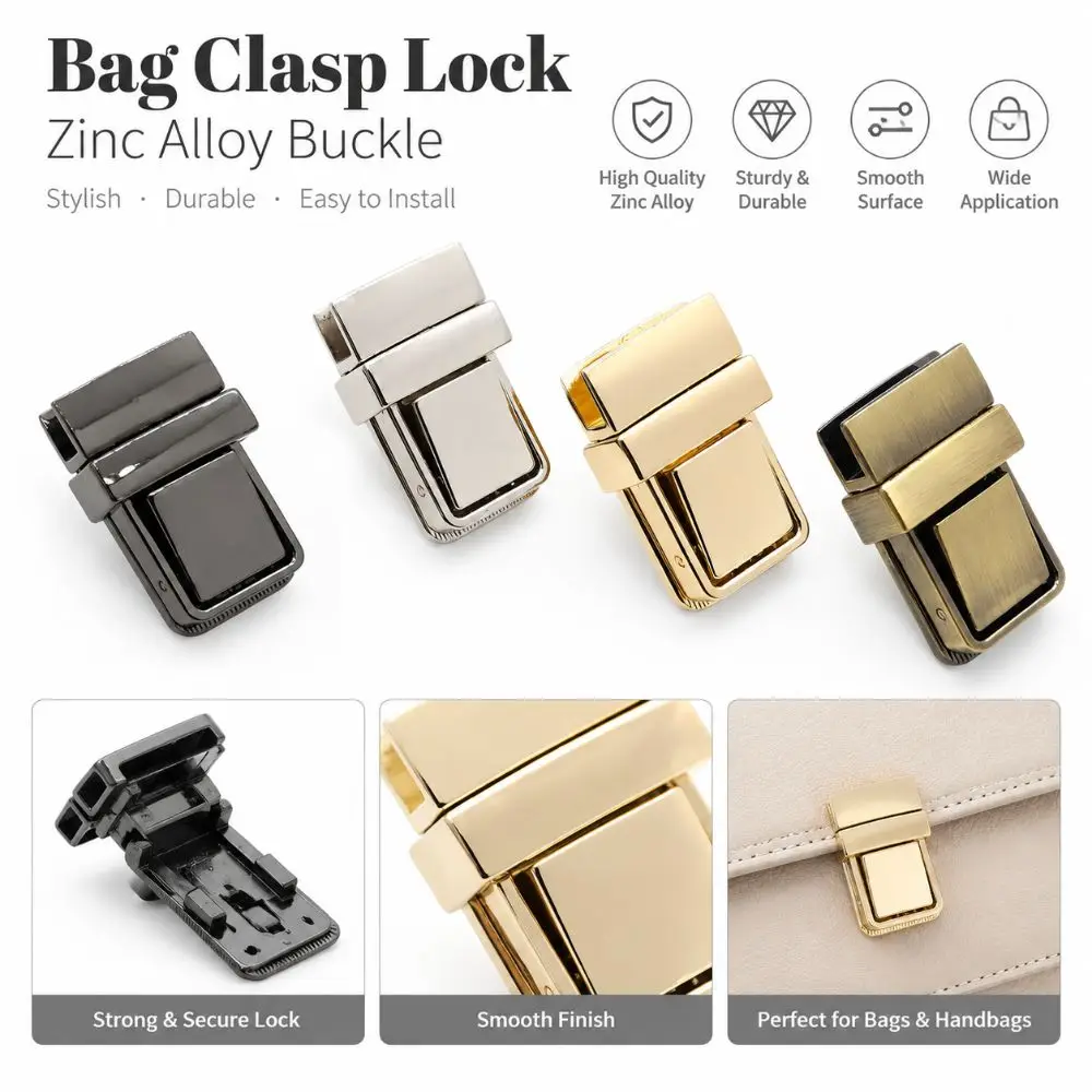 Practical Zinc Alloy Bag Lock Tongue Closure Replacement Push Press Lock DIY Tongue Lock Bag Parts