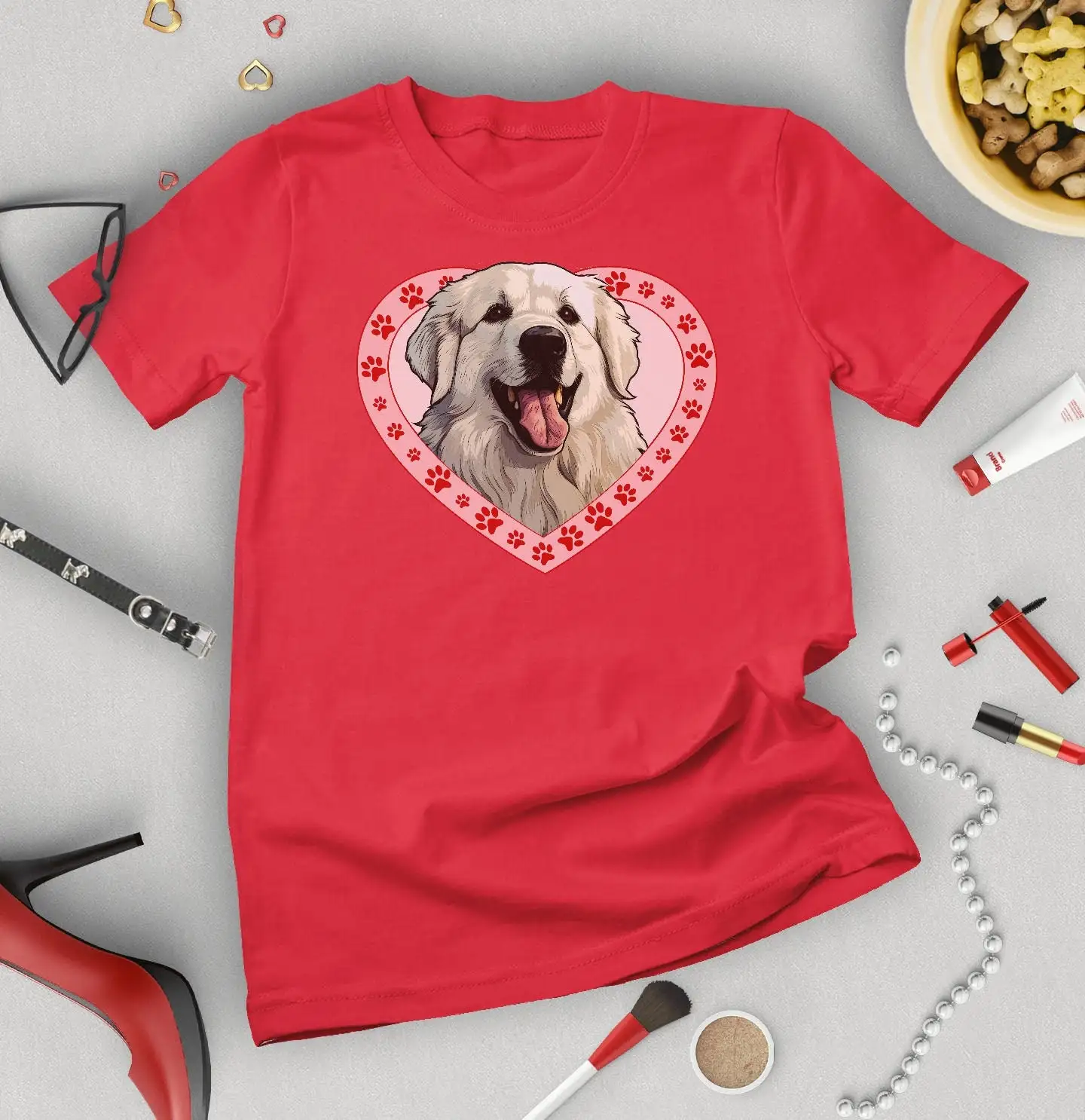 Great Pyrenees Mens or Womens Dog Valentine T Shirt