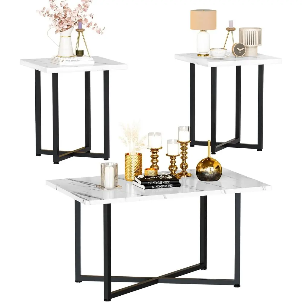 

Modern Living Room Coffee Table Set with Metal Legs for Contemporary Home Office