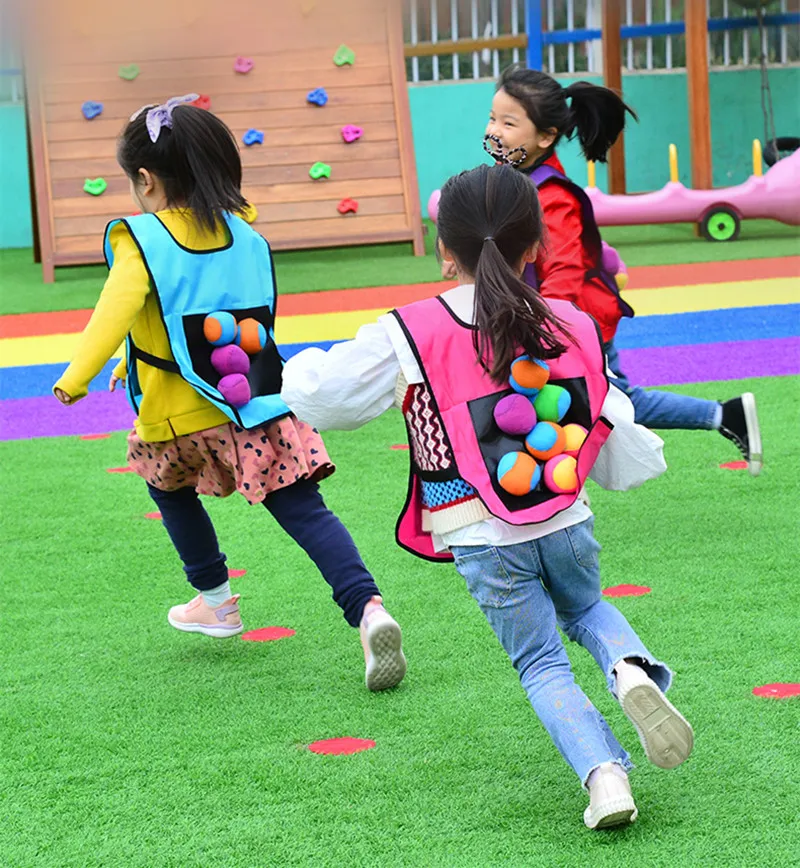 Knowing Chaleco De Velcro Para Niños, Set De 2 Chalecos (azul Y Verde) Con 10 Pelotas De Algodón, Para Juegos De Dodgeball Y Actividades Al Aire Libre