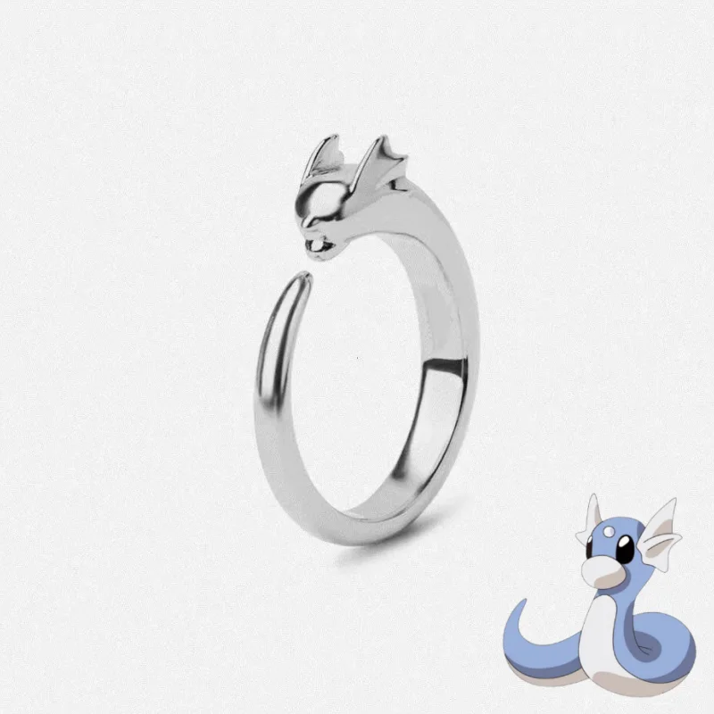 Pokemon Cartoon Dratini Adjustable Open Ring Jewelry Couple Simple Fashion Trend High-end Versatile Jewelry Accessories Gifts