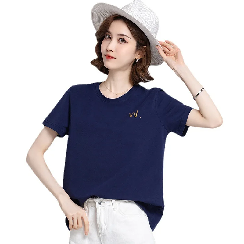 2023 New Summer Women Short Sleeve Tshirts Fashion Casual Black White Tshirts S-XXL