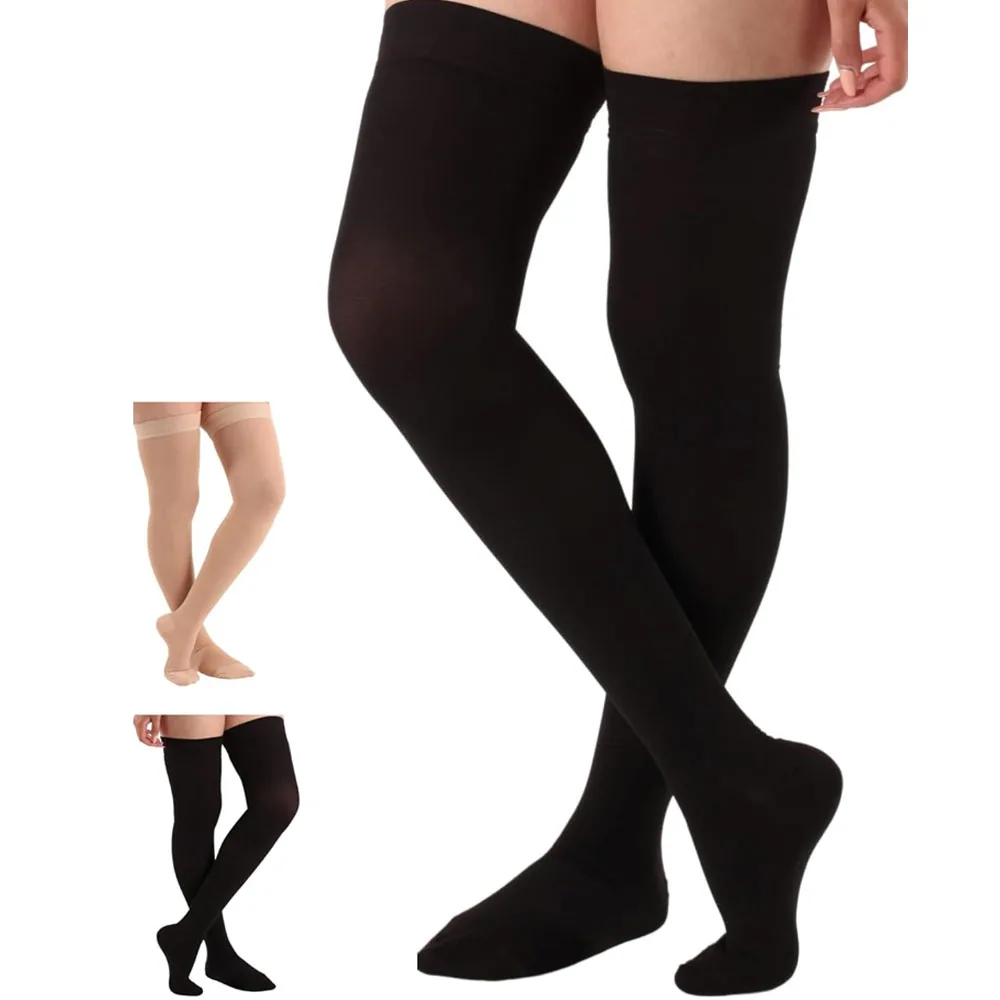 2 Stück Größe (2XL-7XL) Hochwaden-Kompressionssocken mit Oberschenkelabdeckung – 20–30 mmHg Druck für Krampfadern, nach der Operation