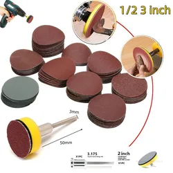 102/52pcs DIY flocagem discos de lixamento pad kit 1/2/3 Polegada Grit Abrasivo Polonês Roda De Madeira Lixar Papel Conjunto para Ferramenta Dremel Rotary