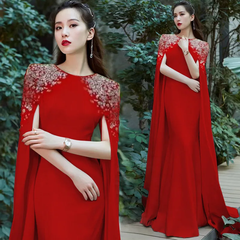 

Элегантное вечернее платье с открытыми плечами для помолвки, банкета, торжественных мероприятий, с богатой отделкой, новинка осеннего сезона 2024 года