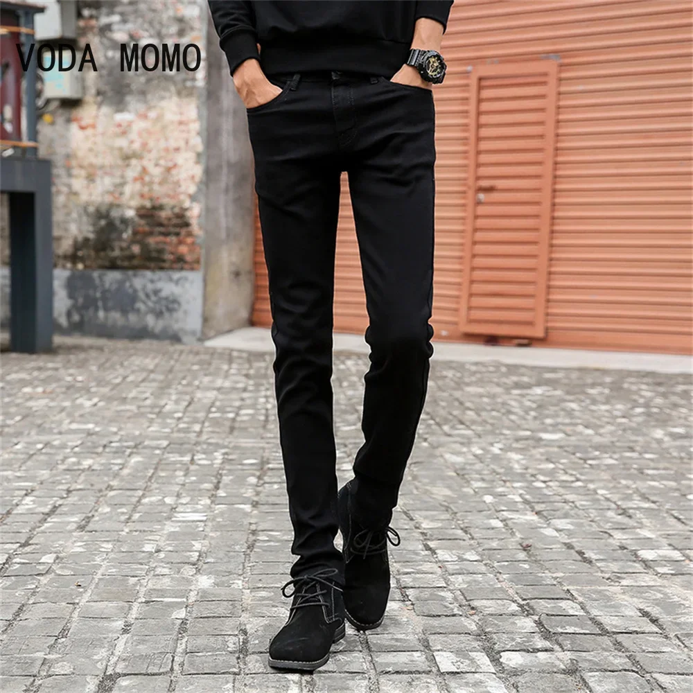

Черные фирменные мужские эластичные джинсы, весна-лето 2024, новые деловые повседневные свободные прямые джинсовые брюки, мужские осенние узкие брюки
