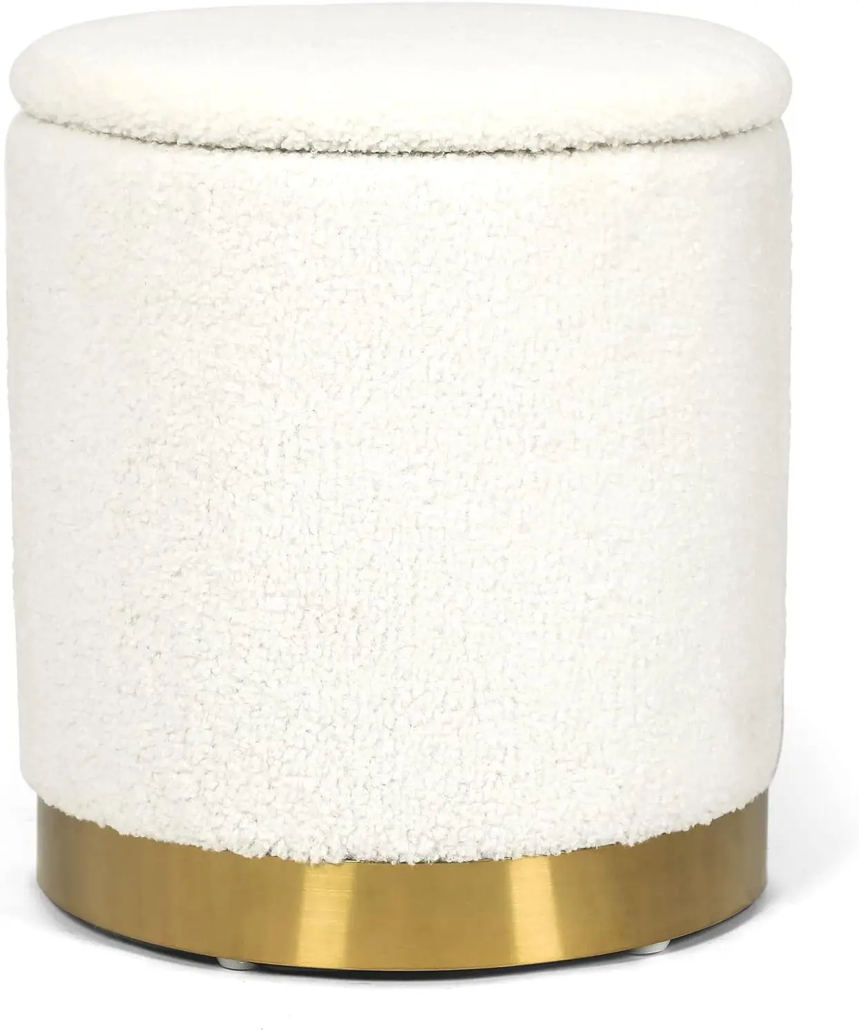 

Boucle Round Ottoman with Storage,Vanity Stool with Storage for Bedroom, Ottoman Coffee Table,Small Boucle Foot Stool for Living