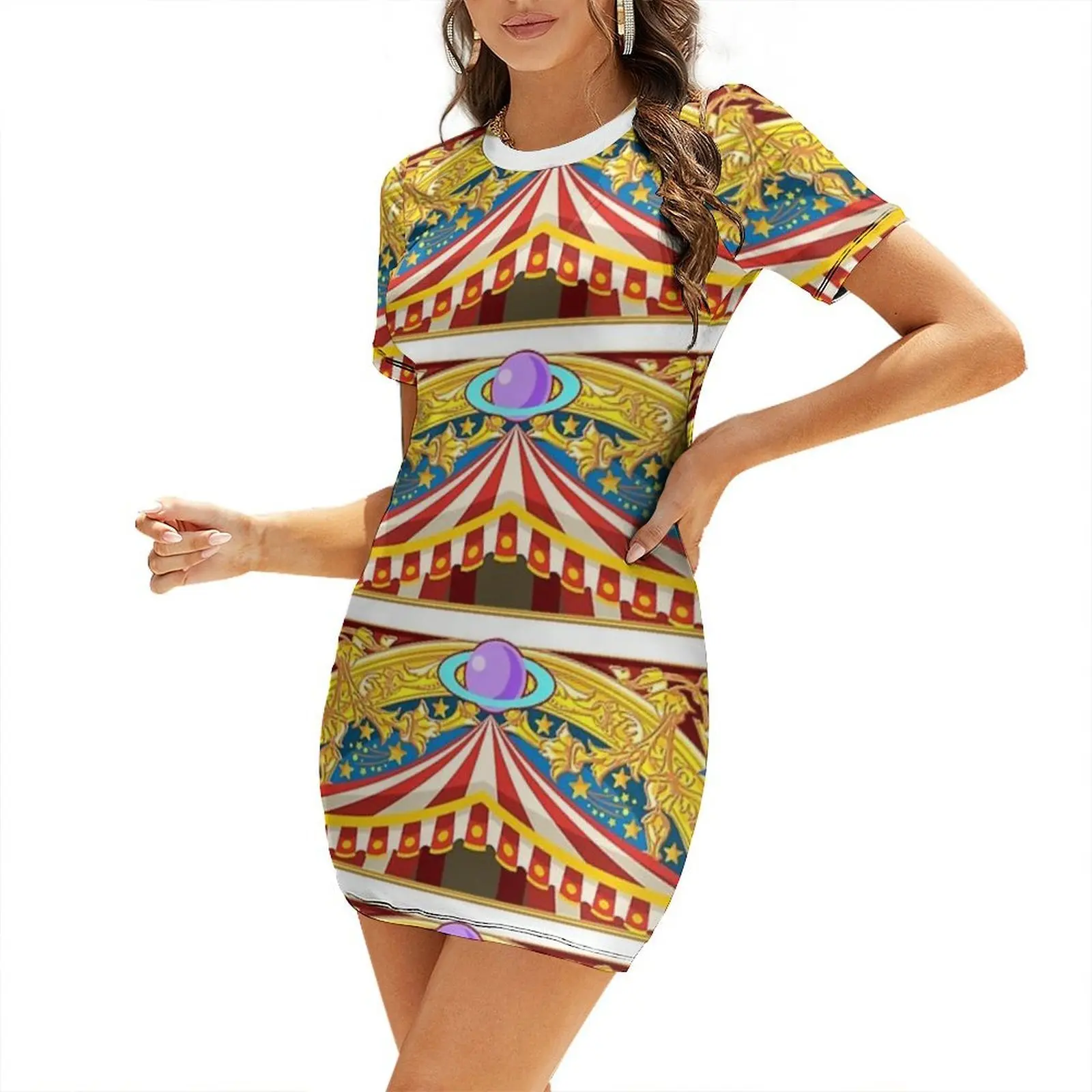 

Carnival Banner Circus Short-Sleeved Dress wedding dresses for woman Casual dresses