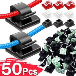 10/30/50PCS Cable Organizer Clips for USB Charging Data Lines Bobbin Winder Wall Mounted Wire Holder Self-adhesive Wire Clip