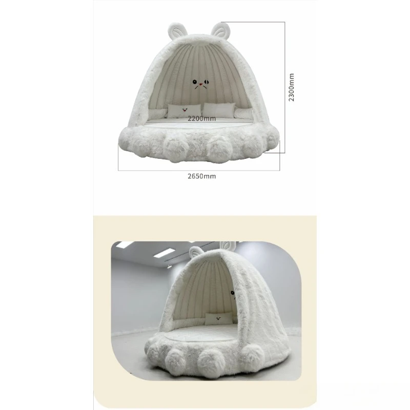 Modern minimalist children's bed animal cute little girl bedroom surrounded by double round bed