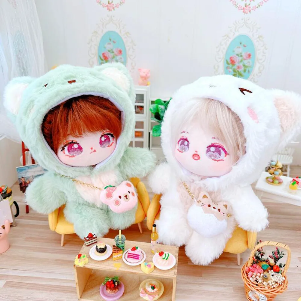 Cat Jumpsuit Cotton Doll Clothes Dress Up Kawaii Idol Dolls Clothes Cute Plush Doll Winter Outfit 20cm Cotton Doll