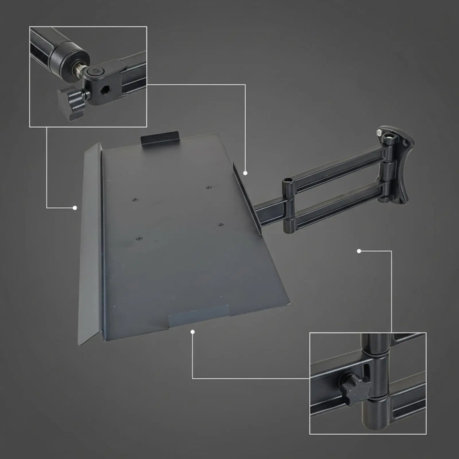 Mounted Keyboard Tray for Desk Metal Articulating Arm with Circular Plate for Monitor Workspace Space Efficient Design