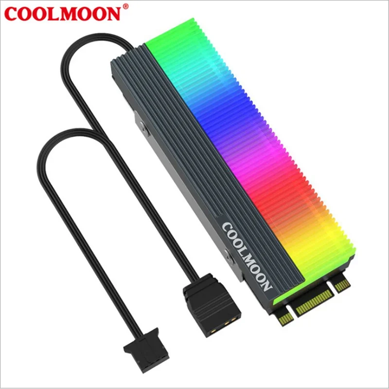 

CoolMoon M.2 SSD 2280 ARGB Heasink M.2 Solid State Drive RGB Radiator Hard Drive Cooling Vest 5V M/B SYNC