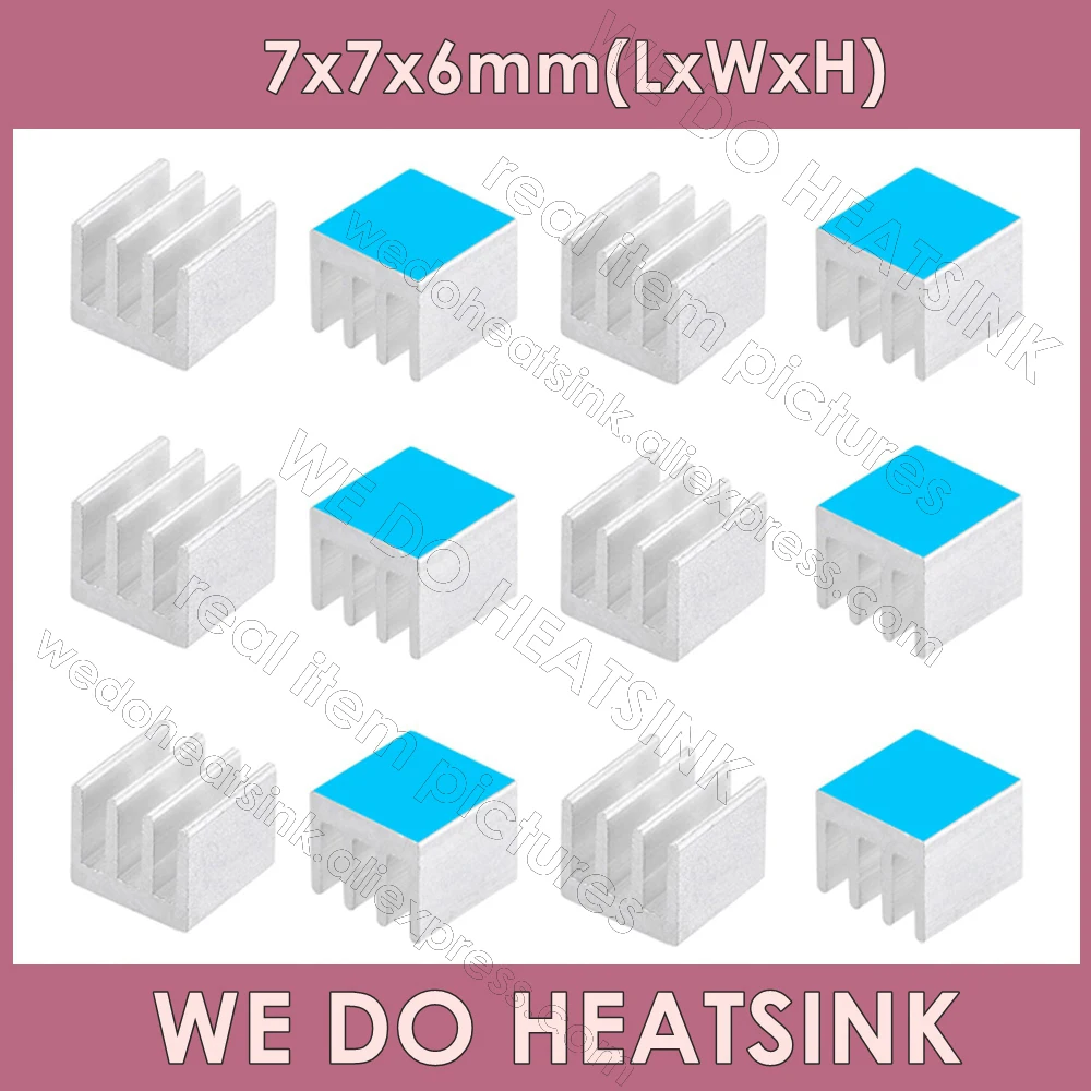 WE DO HEATSINK 7x7x6mm Without or With Thermal Pad Silver Aluminum Heat Sink Cooler Radiator for Electronic IC MOS RAM