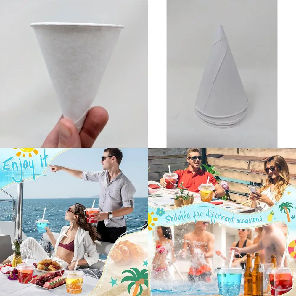 

White 4.5 oz Rolled Rim Paper Cone Cups, Bulk Pack of 5,000 for Catering and Events