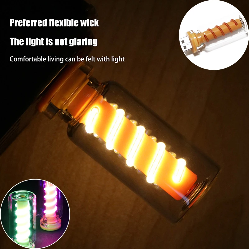 1PCS LED USB Filament Light Bulb DC 5V Touch Adjustable Brightness Nightlight Bulb Car Interior Atmosphere Lamp Mini Night Light