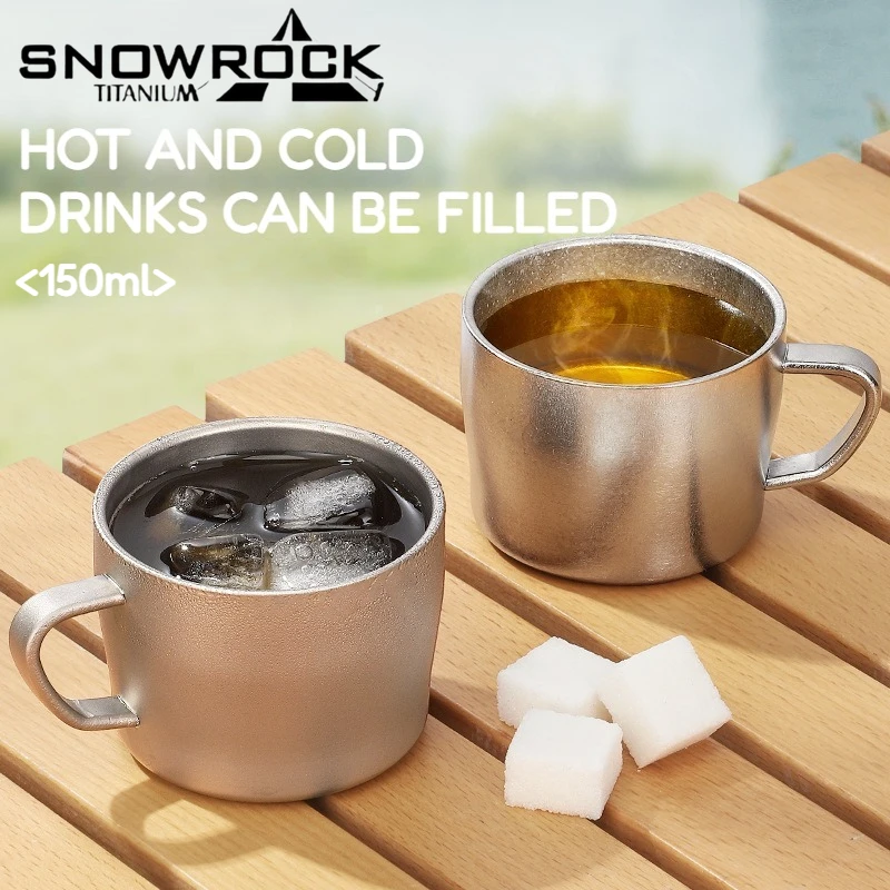 SNOWROCK Titanium Cup Double-layer Anti-scalding Coffee Cup Antibacterial Fresh-keeping Cold Teacup Camping Supplies For Outdoor